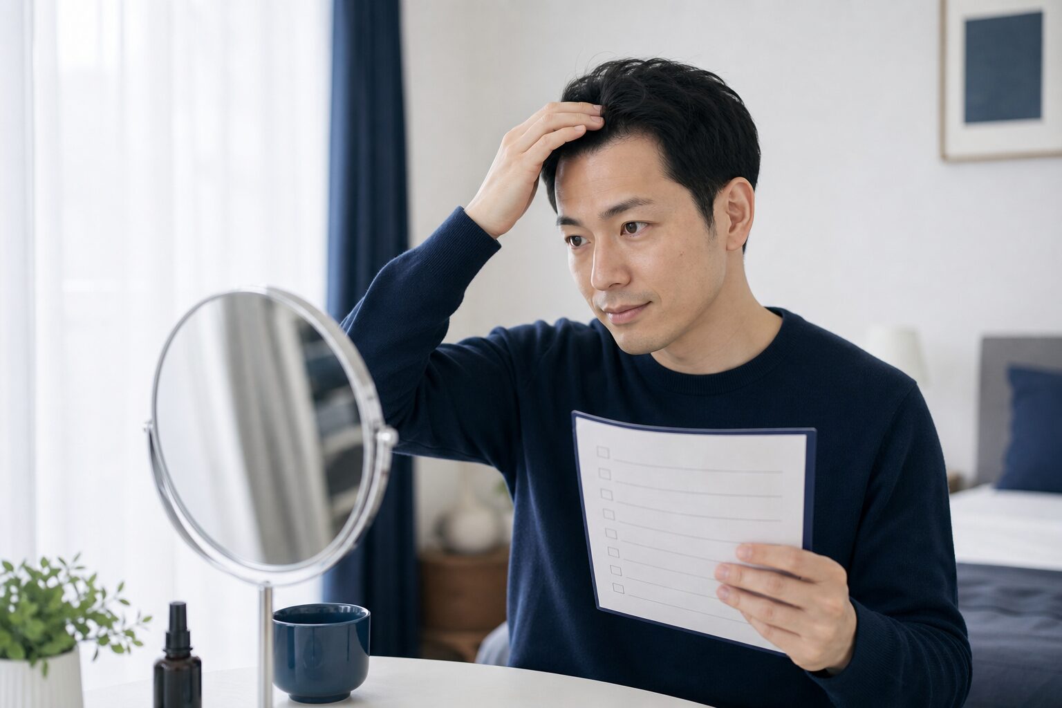 自毛植毛後の生活とアフターケアを確認するイメージ