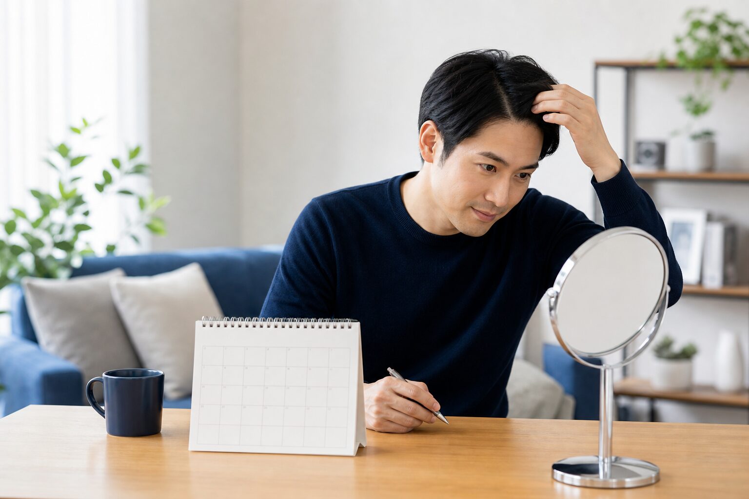 AGA治療の継続と回復期間を確認するイメージ