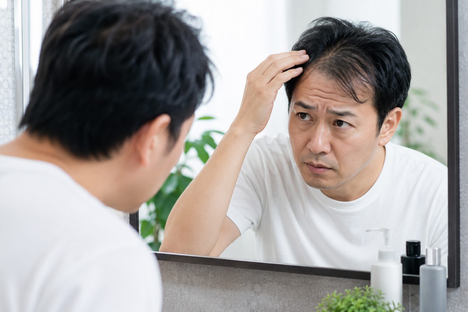 植毛の分割払いを検討する男性